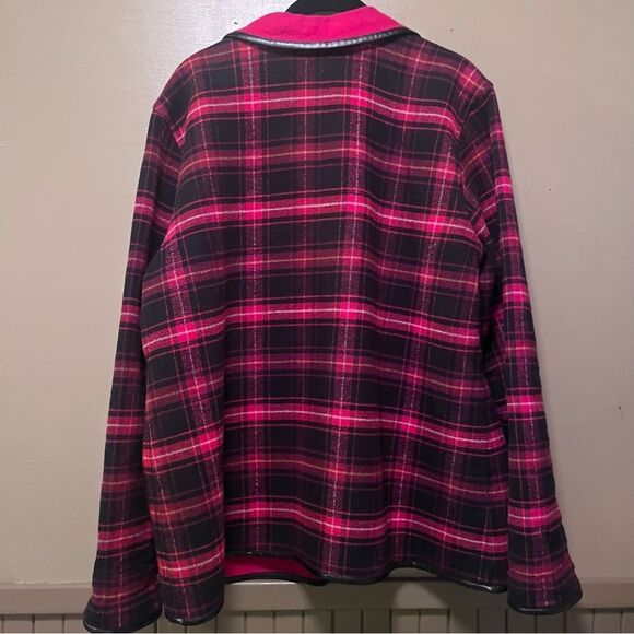 Vintage Denim & Co Windowpane Red Plaid Toggle Coat Y2K - Picture 7 of 9